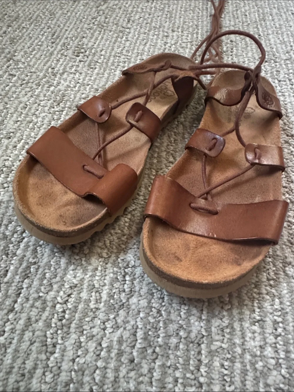 Women's Brown Lace-Up Leather Sandals